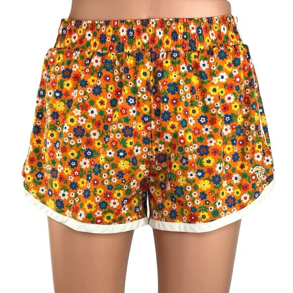 Tory Burch Sport Orange Floral Pull On High Rise Athletic Short Size XS - Picture 1 of 5